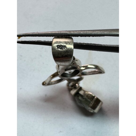 Estate Sterling Silver 925 Flower Design Pendant w/ Faceted Stones, 2.9g No Chai - Picture 5 of 8